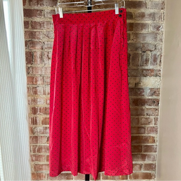 Vintage Red Polka Dot Maxi Skirt -Size 6 -SK11 - Picture 1 of 7